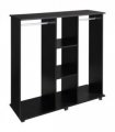 HOMCOM Open Wardrobe Double Mobile Storage Shelves Organizer W/6 Wheels-Black
