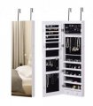 Hanging Mirrored Jewel Storage Cabinet Organiser Lockable w/6 LED White