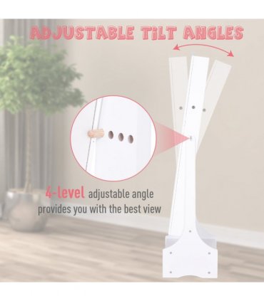 Mirrored Jewelry Cabinet Armoire Floor Standing  Lock, LED Light White