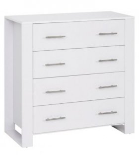 Chest Of 4 Drawers Home Storage Clothes Cabinet Metal Handles White
