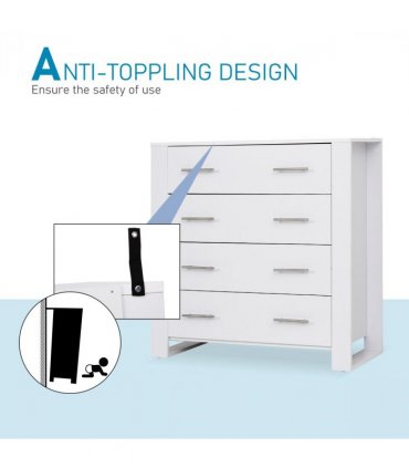 Chest Of 4 Drawers Home Storage Clothes Cabinet Metal Handles White