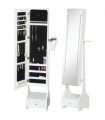 Freestanding Jewellery Storage Mirror Armoire  LED Lights Hooks Drawer