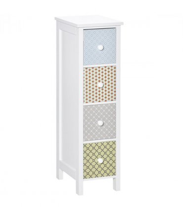 HOMCOM Drawer Cabinet, 4 Drawer Storage Organizer Unit Bathroom Bedroom