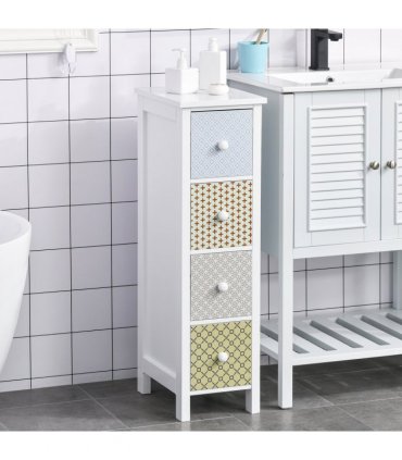 HOMCOM Drawer Cabinet, 4 Drawer Storage Organizer Unit Bathroom Bedroom