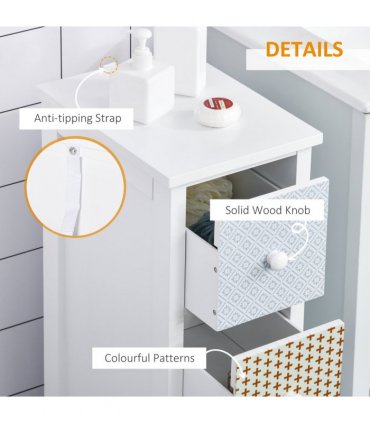 HOMCOM Drawer Cabinet, 4 Drawer Storage Organizer Unit Bathroom Bedroom