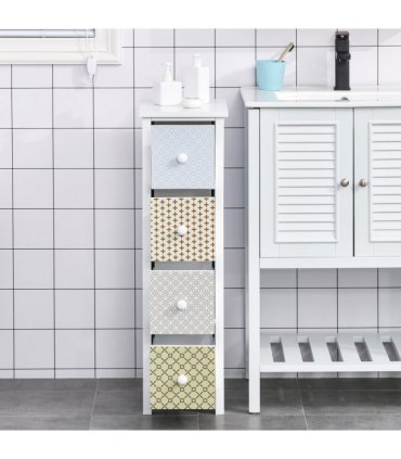HOMCOM Drawer Cabinet, 4 Drawer Storage Organizer Unit Bathroom Bedroom