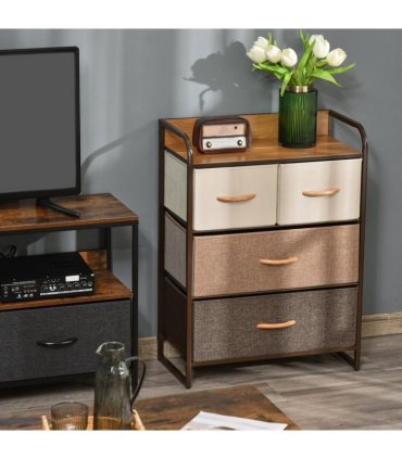 Fabric Chest of Drawers Multi-colored 78.5H x 58W x 29Dcm Solid Metal Frame
