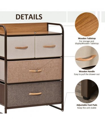 Fabric Chest of Drawers Multi-colored 78.5H x 58W x 29Dcm Solid Metal Frame