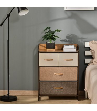 Fabric Chest of Drawers Multi-colored 78.5H x 58W x 29Dcm Solid Metal Frame