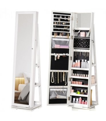 Jewelry Cabinet Full Length Mirror 360??? Swivel Lockable Organizer