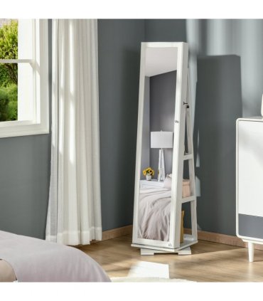 Jewelry Cabinet Full Length Mirror 360??? Swivel Lockable Organizer