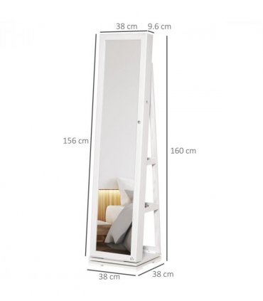 Jewelry Cabinet Full Length Mirror 360??? Swivel Lockable Organizer