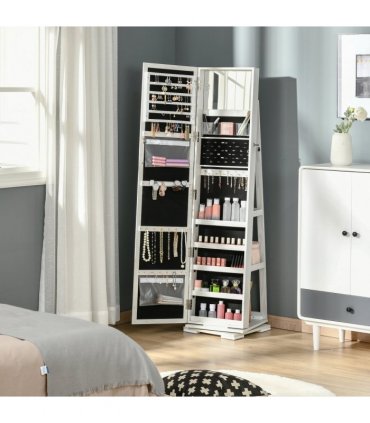 Jewelry Cabinet Full Length Mirror 360??? Swivel Lockable Organizer