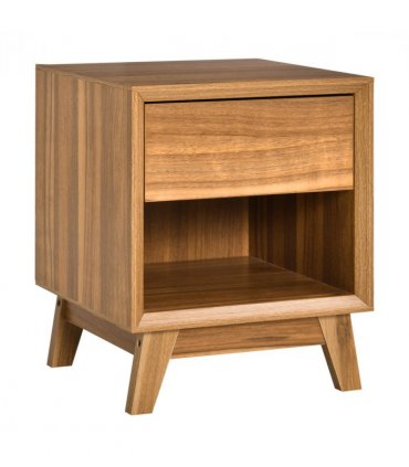 Bedside Table MDF Walnut brown 50H x 40W x 40Dcm Night Stand Drawer Shelf