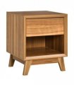 Bedside Table MDF Walnut brown 50H x 40W x 40Dcm Night Stand Drawer Shelf