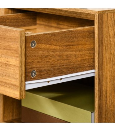 Bedside Table MDF Walnut brown 50H x 40W x 40Dcm Night Stand Drawer Shelf