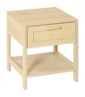 Nature  Wood 48H x 40W x 40Dcm Bedside Table Drawer Storage Shelf