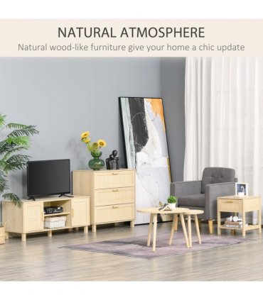 Nature  Wood 48H x 40W x 40Dcm Bedside Table Drawer Storage Shelf