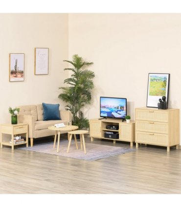 Nature  Wood 48H x 40W x 40Dcm Bedside Table Drawer Storage Shelf