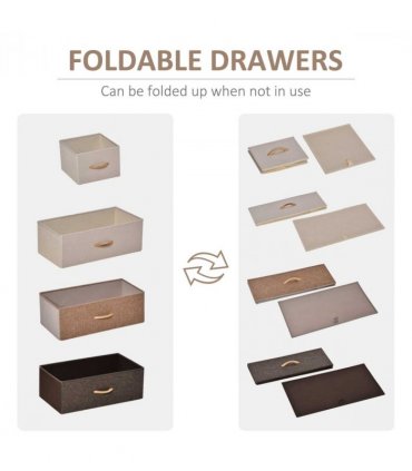 HOMCOM Closet Dresser, Dresser Tower With 5 Linen Fabric Drawers Steel Frame