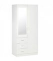 2-Door Wardrobe w/ Adjustable Shelf 3 Drawers for Bedroom, 180cm, White