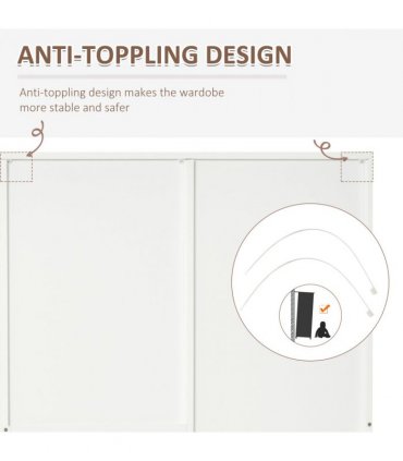 2-Door Wardrobe w/ Adjustable Shelf 3 Drawers for Bedroom, 180cm, White