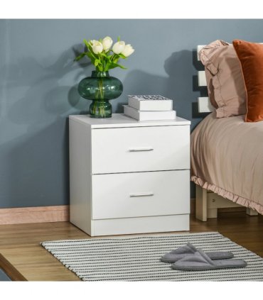 Bedside Table w/ 2 Drawers, Nightstand, Side Storage Cabinet Unit