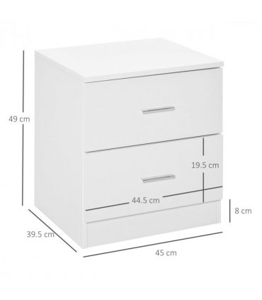 Bedside Table w/ 2 Drawers, Nightstand, Side Storage Cabinet Unit