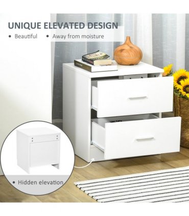 Bedside Table w/ 2 Drawers, Nightstand, Side Storage Cabinet Unit