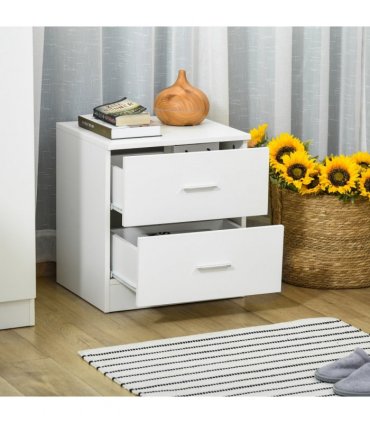 Bedside Table w/ 2 Drawers, Nightstand, Side Storage Cabinet Unit