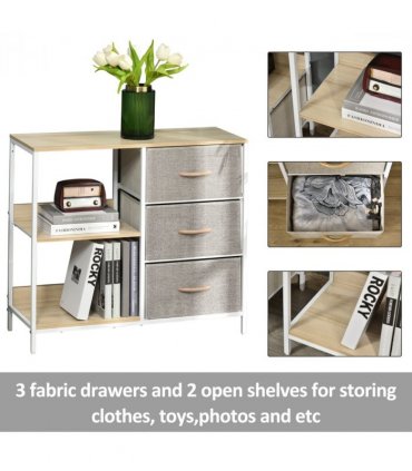 Chest Dresser with 3 Drawers Storage Cabinet Organizer, Beige