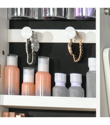 Mirrored Jewellery Cabinet  LED Light Lockable Jewellery Armoire White