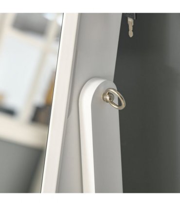 Jewellery Armoire Mirrored Cabinet Lockable White 151.5H x 46W x 36.5Dcm