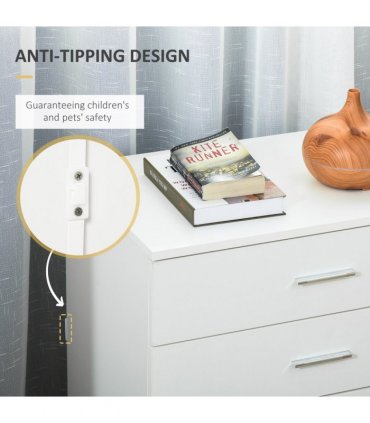Storage Cabinet Vertical Drawer Chest of 4 w/ Metal Rails Anti-Tip