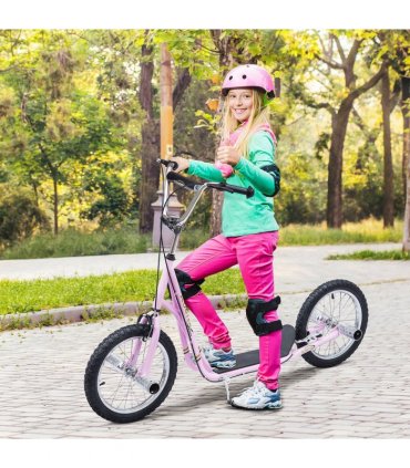 Teen Scooter Children Stunt Scooter 16" Tyres Adjustable Height, Pink