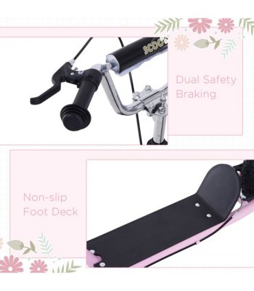 Teen Scooter Children Stunt Scooter 16" Tyres Adjustable Height, Pink