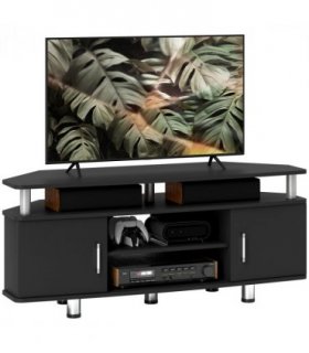 TV Unit Cabinet Black 80L x 34W x 130H cm with Storage Shelves and Cupboard