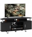 TV Unit Cabinet Black 80L x 34W x 130H cm with Storage Shelves and Cupboard