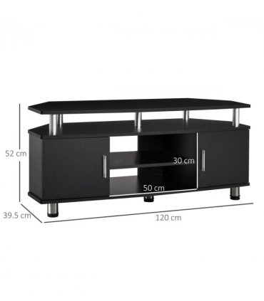 TV Unit Cabinet Black 80L x 34W x 130H cm with Storage Shelves and Cupboard