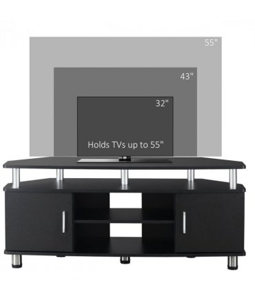 TV Unit Cabinet Black 80L x 34W x 130H cm with Storage Shelves and Cupboard