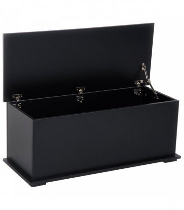 HOMCOM Ottoman Storage Box Chest Cabinet Keepsake With Lid Chipboard Black