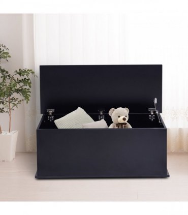 HOMCOM Ottoman Storage Box Chest Cabinet Keepsake With Lid Chipboard Black