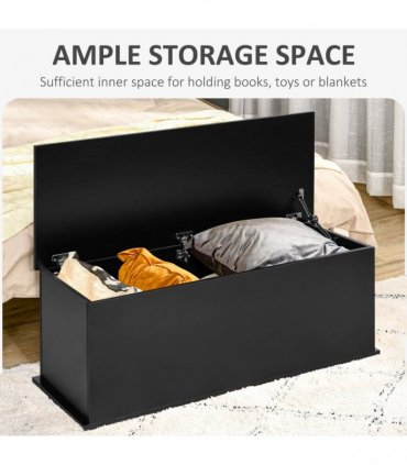 HOMCOM Ottoman Storage Box Chest Cabinet Keepsake With Lid Chipboard Black