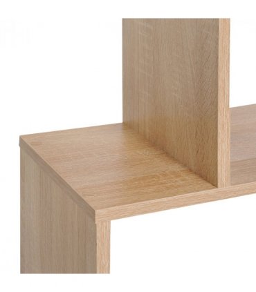 Shelf Storage Unit 6-Tier Wooden Modern S-Shaped Oak Colour 80L x 23W x 192Hcm