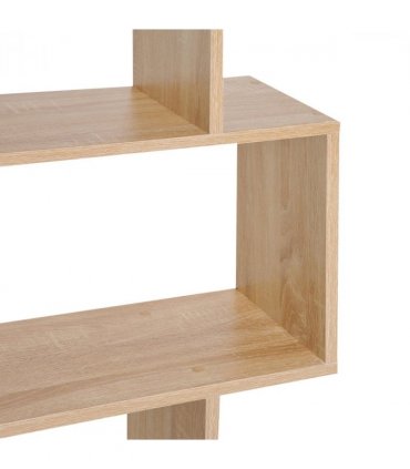 Shelf Storage Unit 6-Tier Wooden Modern S-Shaped Oak Colour 80L x 23W x 192Hcm