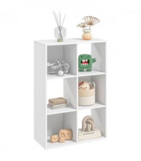Storage Cabinet Bookcase 6 Cube Organiser Shelves White 91.5H x 61.5W x 29.5Dcm