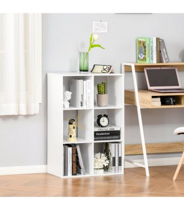 Storage Cabinet Bookcase 6 Cube Organiser Shelves White 91.5H x 61.5W x 29.5Dcm