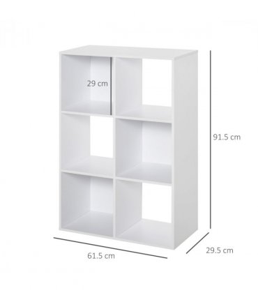 Storage Cabinet Bookcase 6 Cube Organiser Shelves White 91.5H x 61.5W x 29.5Dcm