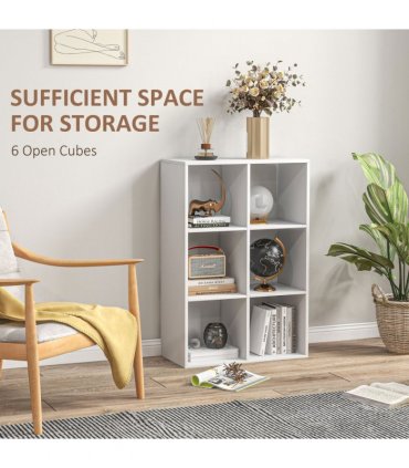 Storage Cabinet Bookcase 6 Cube Organiser Shelves White 91.5H x 61.5W x 29.5Dcm