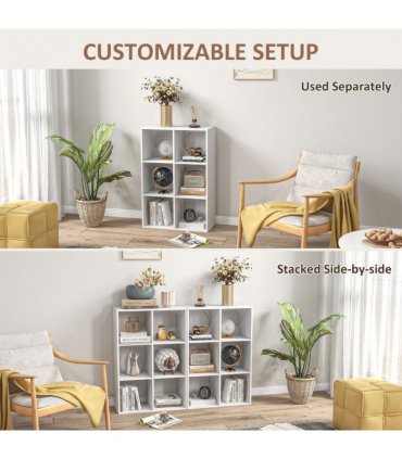 Storage Cabinet Bookcase 6 Cube Organiser Shelves White 91.5H x 61.5W x 29.5Dcm